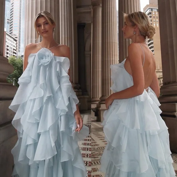 Aje Pandorea Layered Maxi Dress Silver Blue - Picture 15 of 16